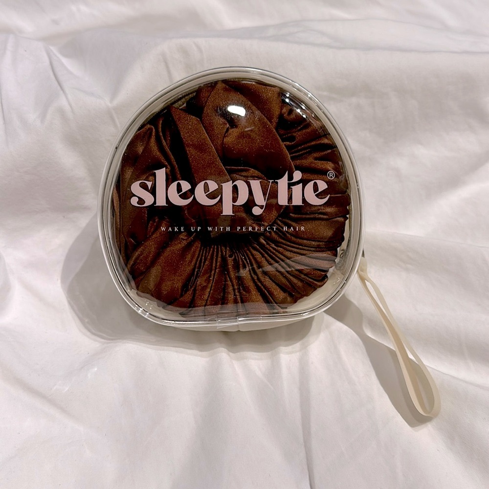 The Sleepy Tie Scrunchie for Long Hair Size Small, Mocha Color